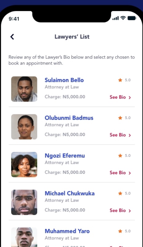 AptResponse lawyers list on iPhone, from the App Store listing