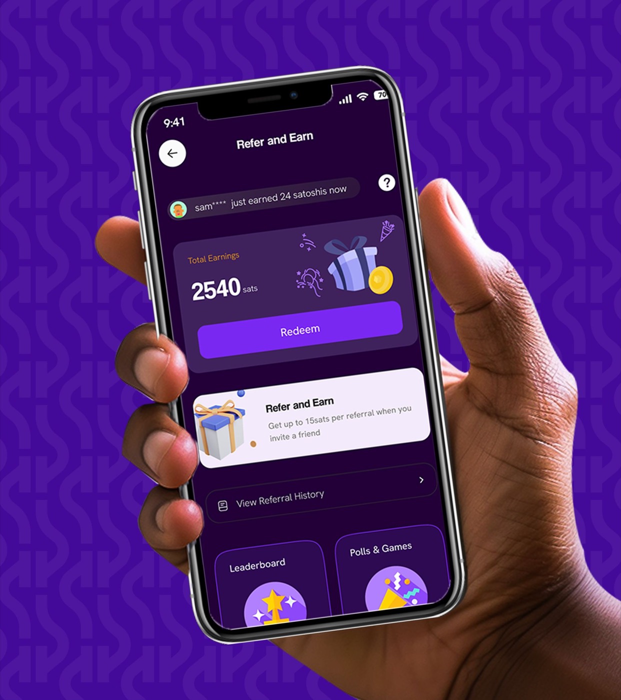 Bitselah refer and earn on iPhone, from the Nerdbug case study