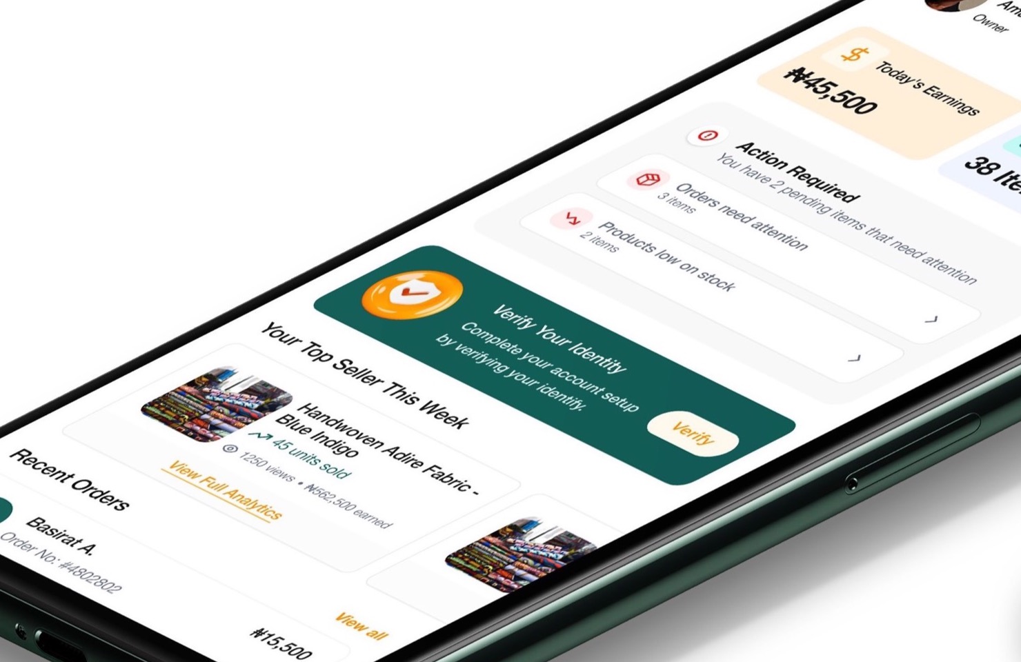 Homemade vendor home on iPhone, from the Nerdbug case study