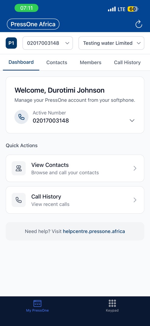 PressOne Africa dashboard on iPhone, from the App Store listing