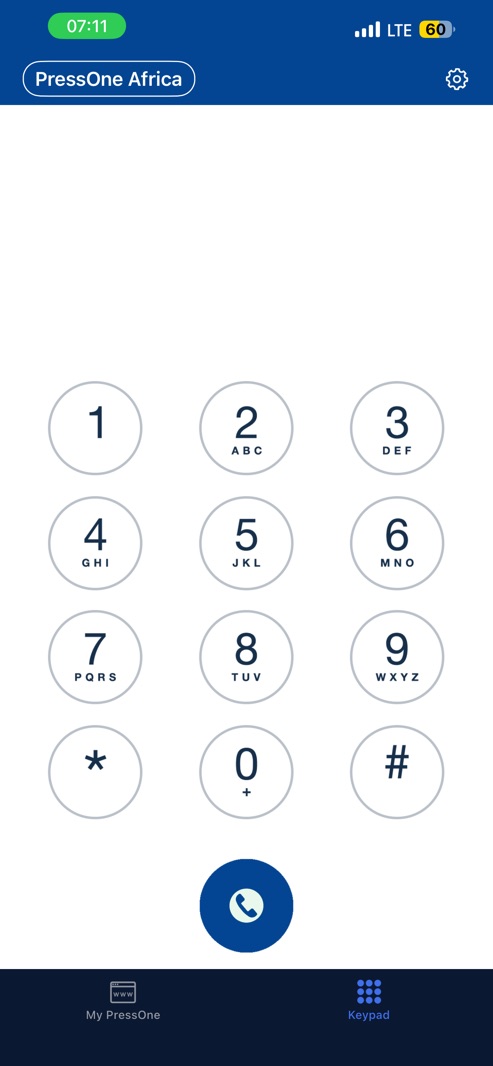 PressOne Africa keypad on iPhone, from the App Store listing